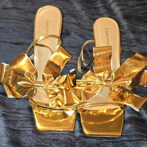 Lemon Gold Bow Women's Sandals